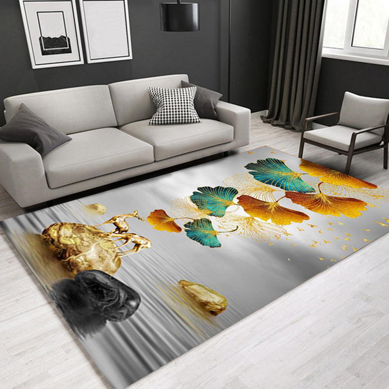 Glam Modern Rug Multicolored 3D Plant Pattern Rug Pet Friendly Non-Slip Machine Washable Rug for the Living Room | Bowlift