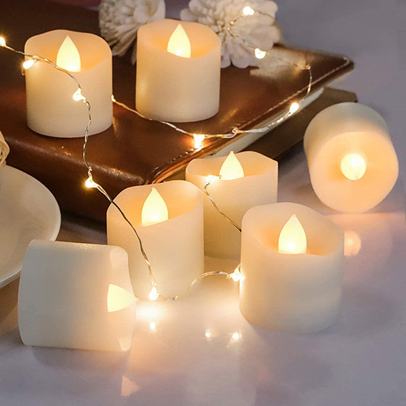 Battery-Powered Wax-Like Flicker Tealight Candle Set Acalora