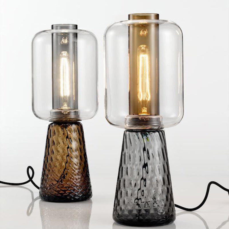 Artistic Glass Table Lamp with Unique Textured Base