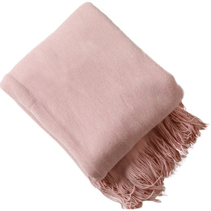 Unisex Luxurious Plush Fringe Throw Blanket