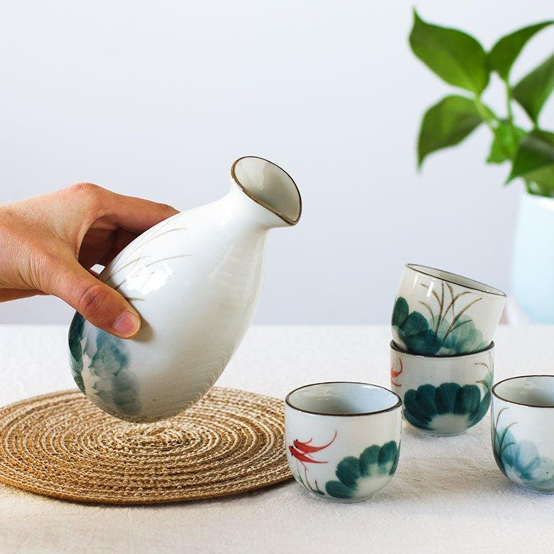 Japanese handmade Goldfish Ceramic Sake Set | Karnz