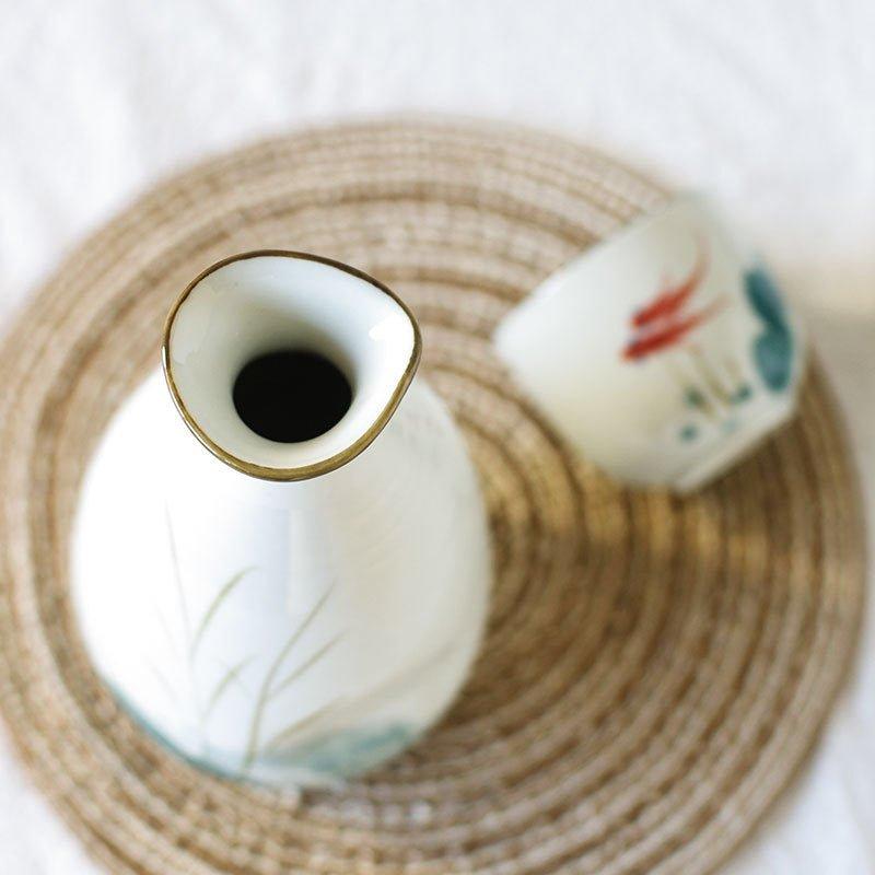 Japanese handmade Goldfish Ceramic Sake Set | Karnz