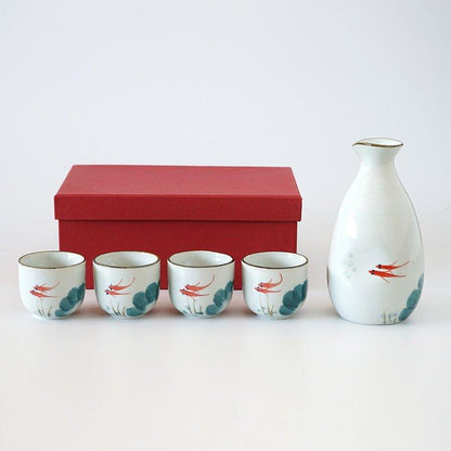 Japanese handmade Goldfish Ceramic Sake Set | Karnz