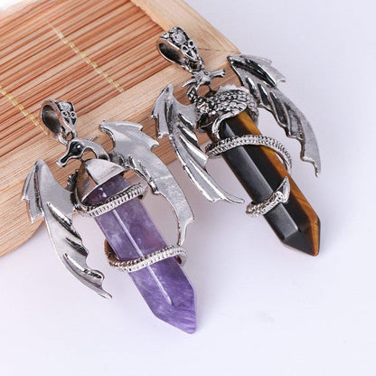Karnz | Bohemian Style Natural Mystic Gemstone Dragon Pendant