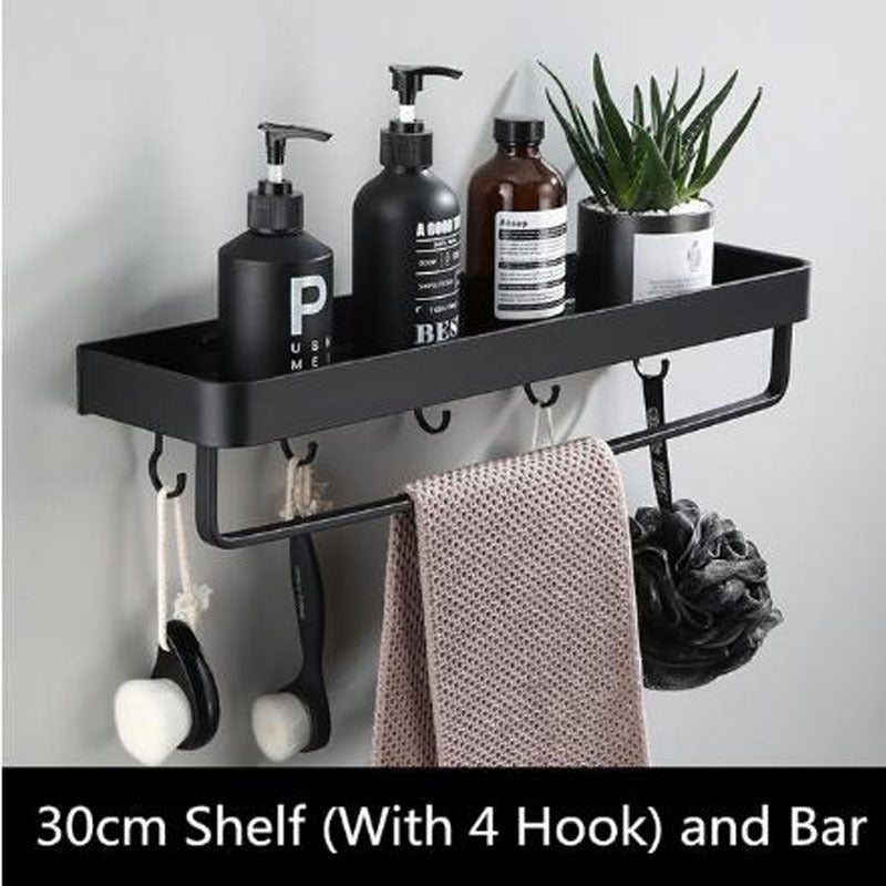 Black Aluminum Wall-Mounted Bathroom Shelf | Karnz