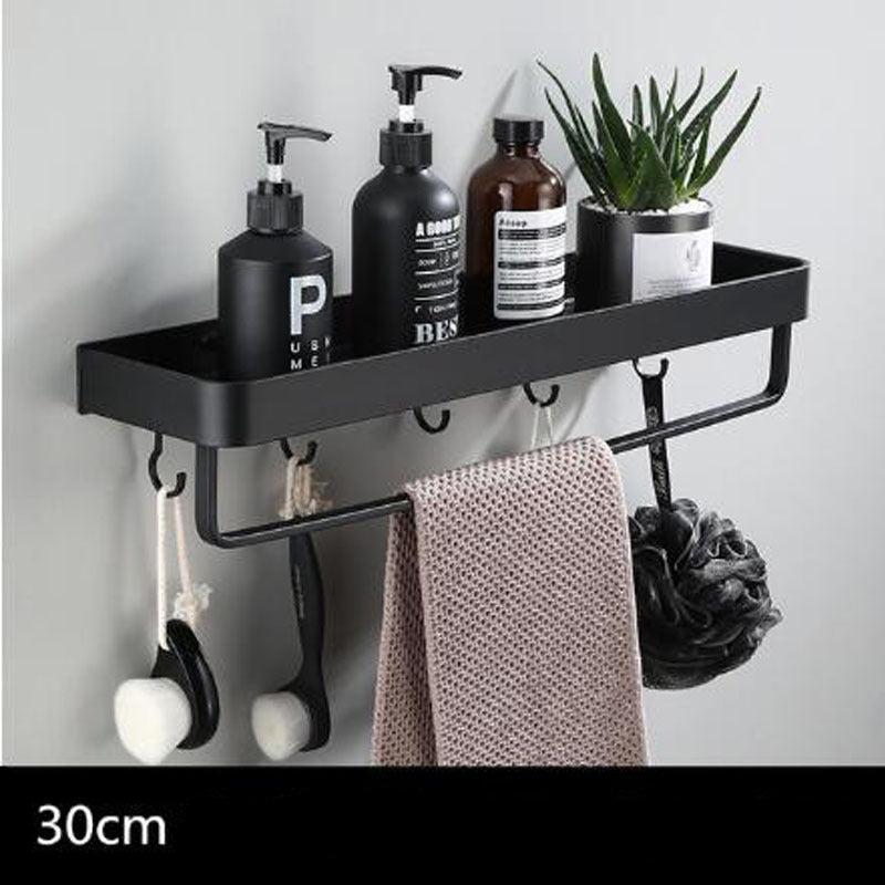 Skanto | Black Bathroom Shelf Made of Space Aluminum for Wall Mounting