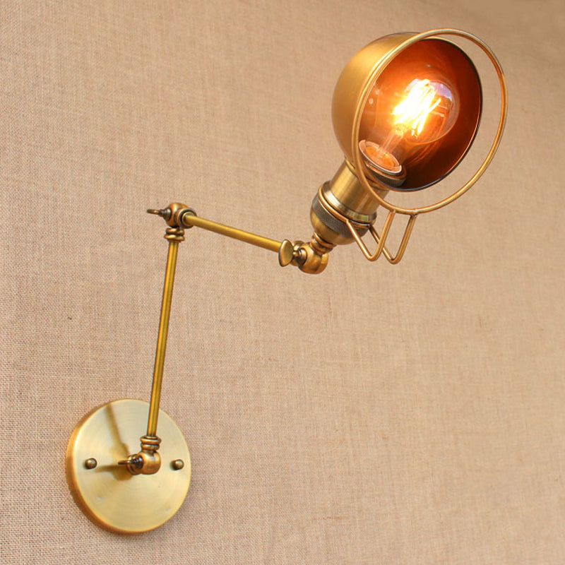 Kalsten | Vintage Industrial Bowl Wall Lamp 1 Light Iron Wall Lamp with Rotatable Arm in Black/Metal