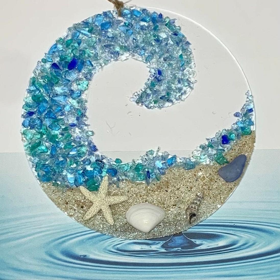 Skanto | Ocean Glass Sun Catcher - Ocean Breaking Wave Beach Ornament