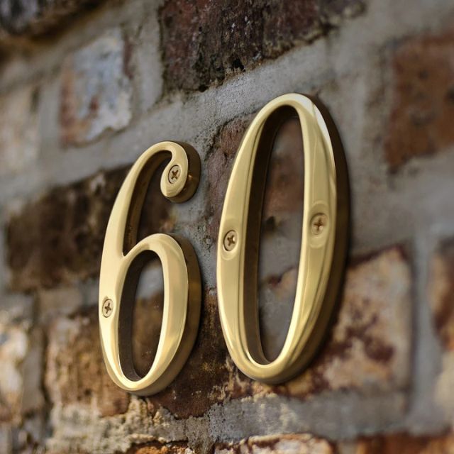 Traditional house numbers made of solid brass