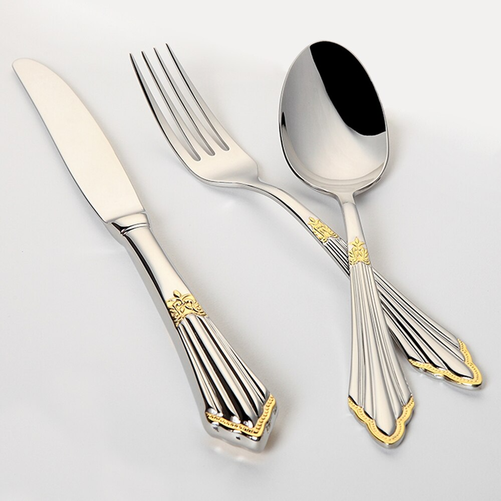 Skanto | 24- or 48-Piece Stainless Steel Cutlery Set with Gold Finish – GlowCut