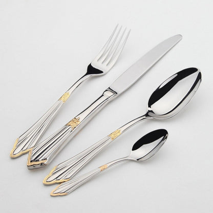 Skanto | 24- or 48-Piece Stainless Steel Cutlery Set with Gold Finish – GlowCut