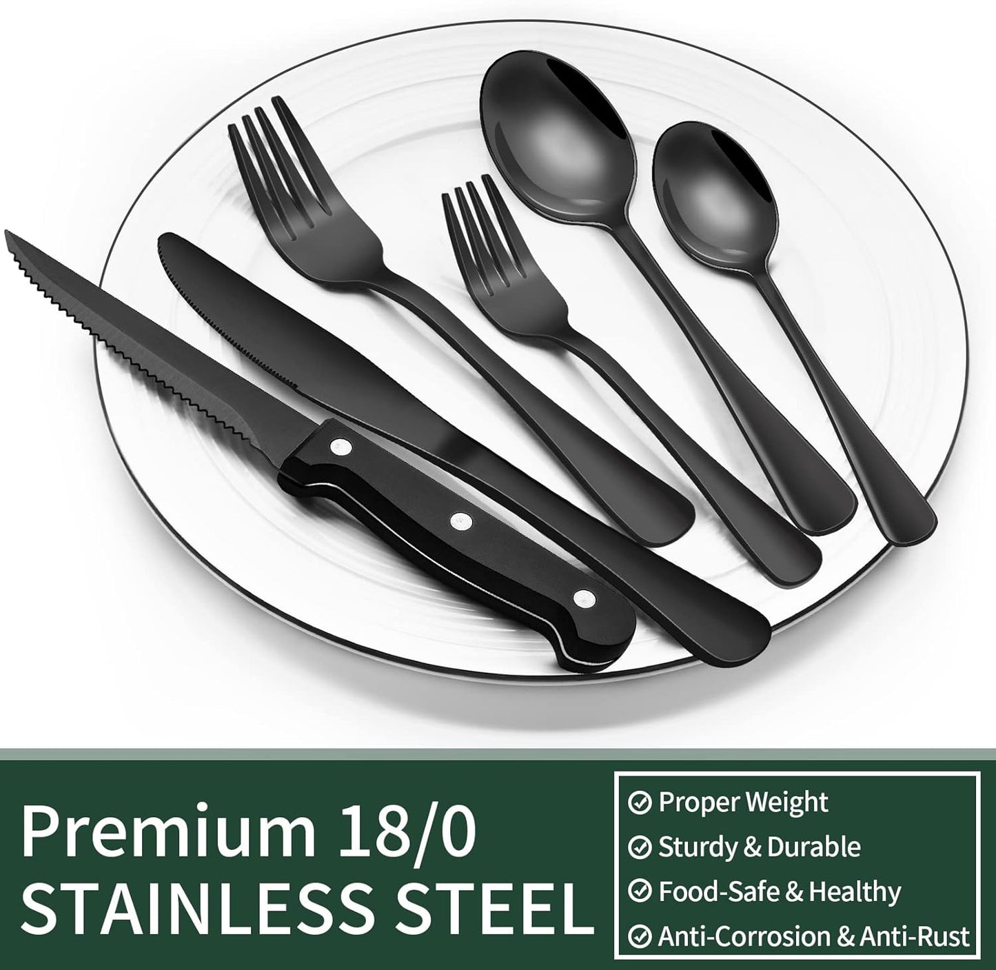 Skanto | 24-Piece Cutlery Set | Stainless Steel | Black Design