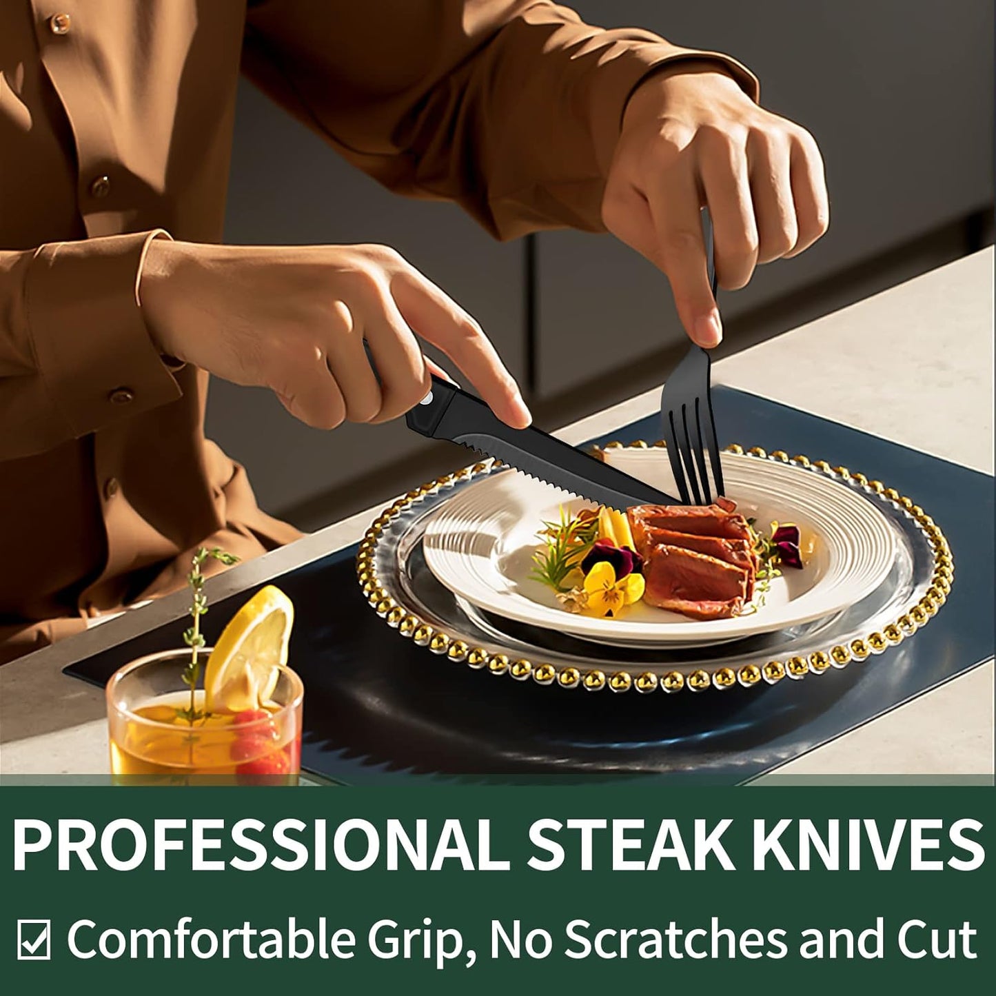 BowLift | Luxury 24-Piece Black Cutlery Set – Stainless Steel & Dishwasher Safe