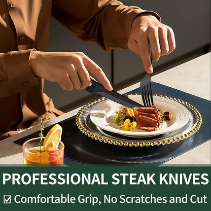 BowLift | Luxury 24-Piece Black Cutlery Set – Stainless Steel & Dishwasher Safe