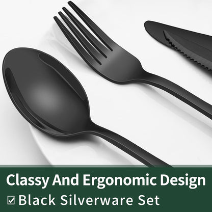 BowLift | Luxury 24-Piece Black Cutlery Set – Stainless Steel & Dishwasher Safe