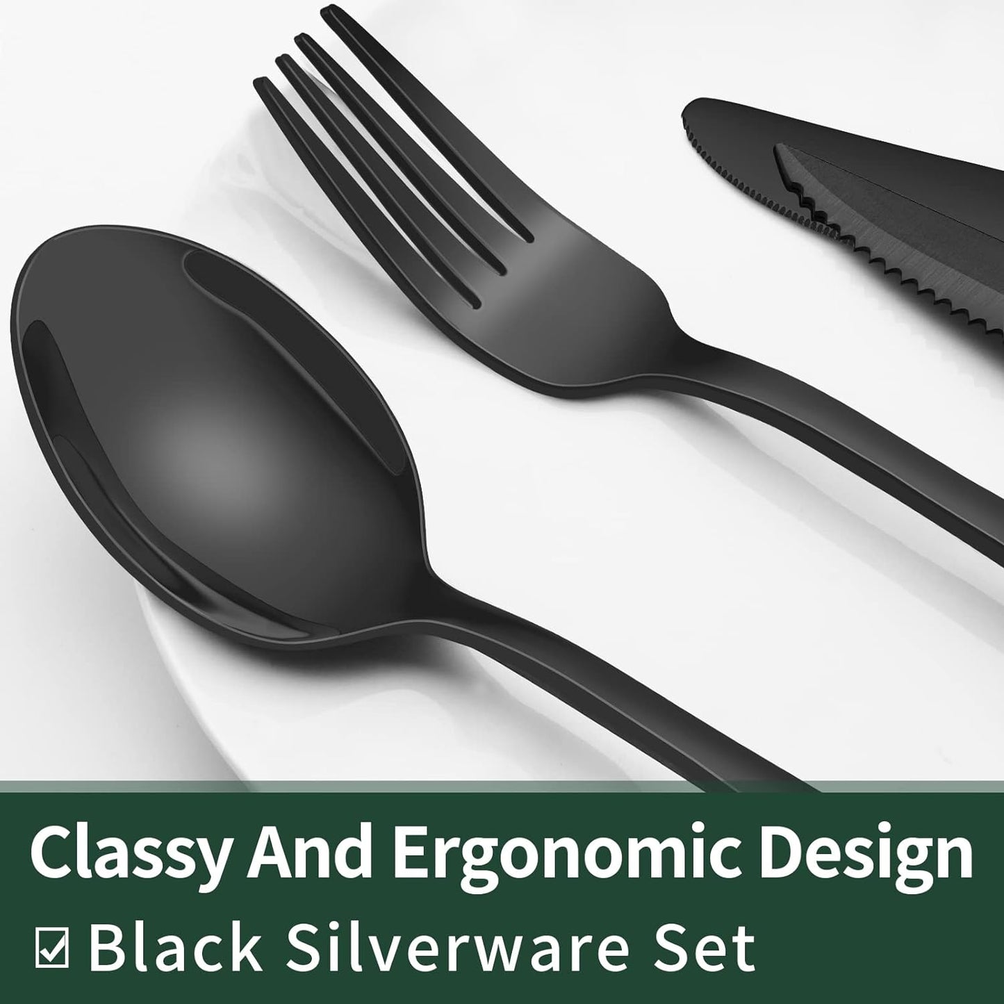 Skanto | 24-Piece Cutlery Set | Stainless Steel | Black Design