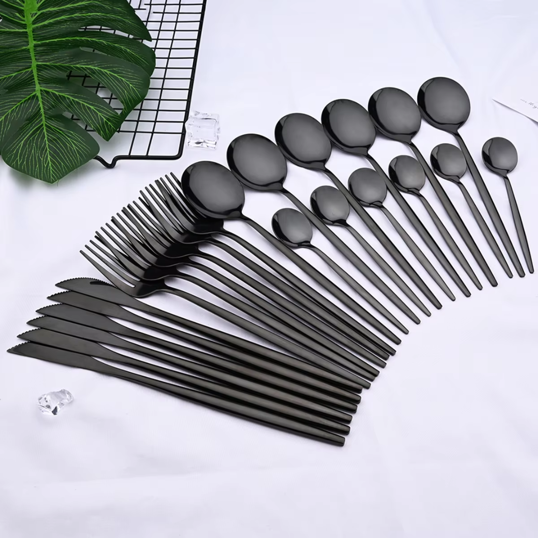Skanto | 24-Piece Cutlery Set | Stainless Steel | Black Design