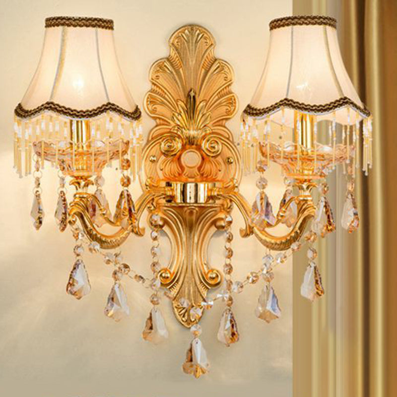 BowLift | Victorian Candle Wall Sconces Lighting Metal Wall Mount Light with Shade and Crystal Decor