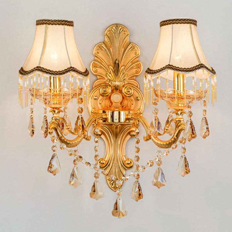 BowLift | Victorian Candle Wall Sconces Lighting Metal Wall Mount Light with Shade and Crystal Decor