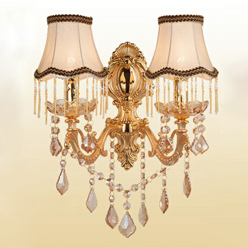 BowLift | Victorian Candle Wall Sconces Lighting Metal Wall Mount Light with Shade and Crystal Decor