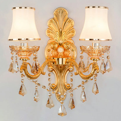 BowLift | Victorian Candle Wall Sconces Lighting Metal Wall Mount Light with Shade and Crystal Decor
