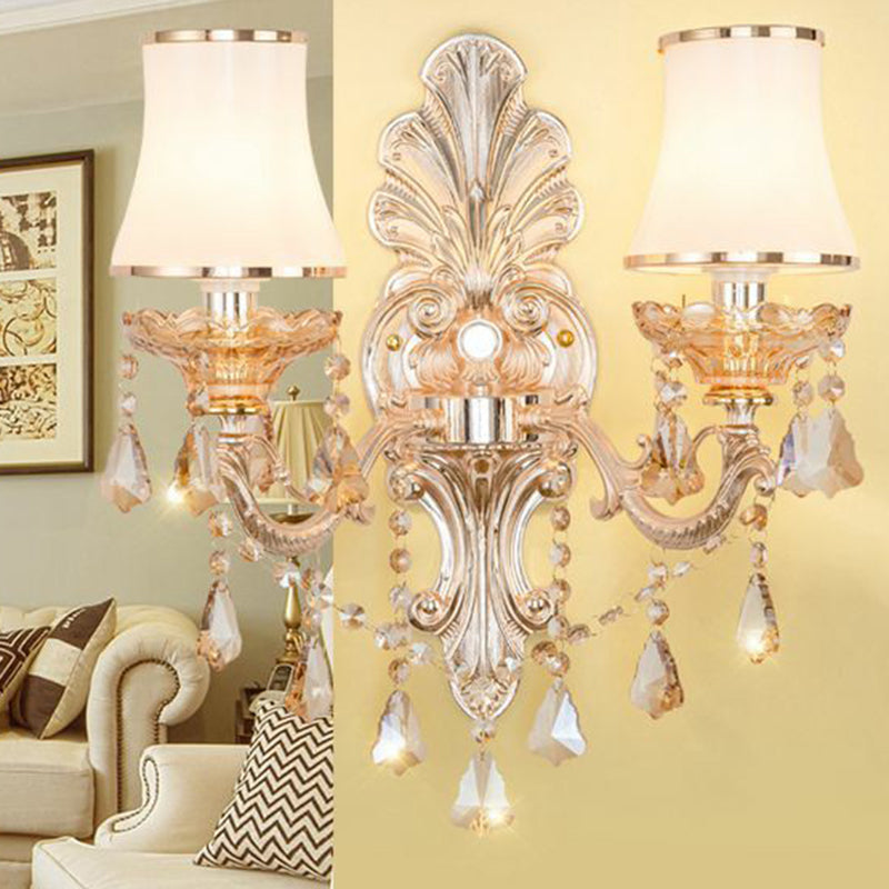 BowLift | Victorian Candle Wall Sconces Lighting Metal Wall Mount Light with Shade and Crystal Decor