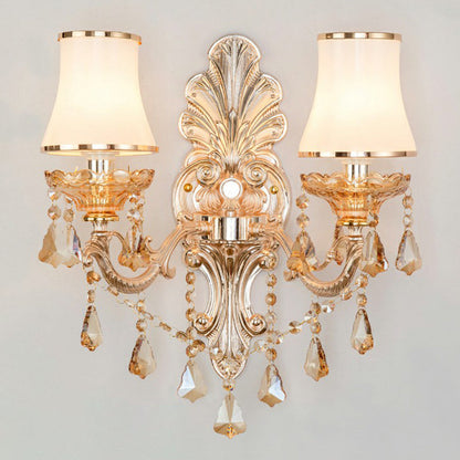 BowLift | Victorian Candle Wall Sconces Lighting Metal Wall Mount Light with Shade and Crystal Decor