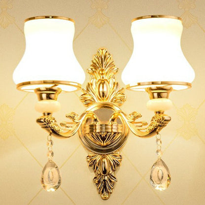 BowLift | Victorian Candle Wall Sconces Lighting Metal Wall Mount Light with Shade and Crystal Decor