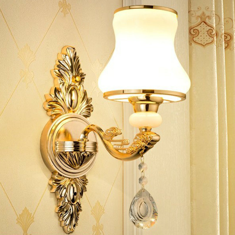 BowLift | Victorian Candle Wall Sconces Lighting Metal Wall Mount Light with Shade and Crystal Decor