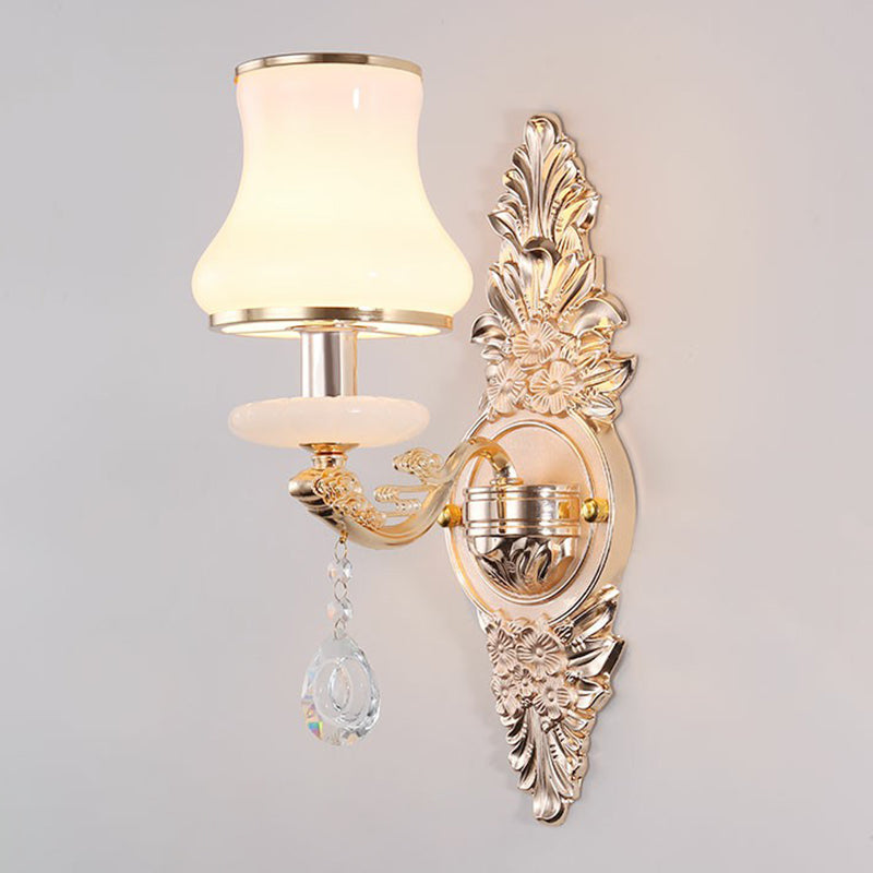 BowLift | Victorian Candle Wall Sconces Lighting Metal Wall Mount Light with Shade and Crystal Decor