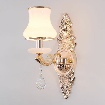 BowLift | Victorian Candle Wall Sconces Lighting Metal Wall Mount Light with Shade and Crystal Decor