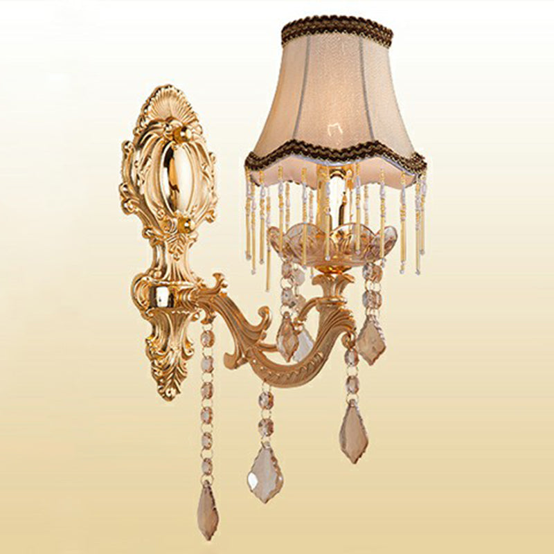 BowLift | Victorian Candle Wall Sconces Lighting Metal Wall Mount Light with Shade and Crystal Decor