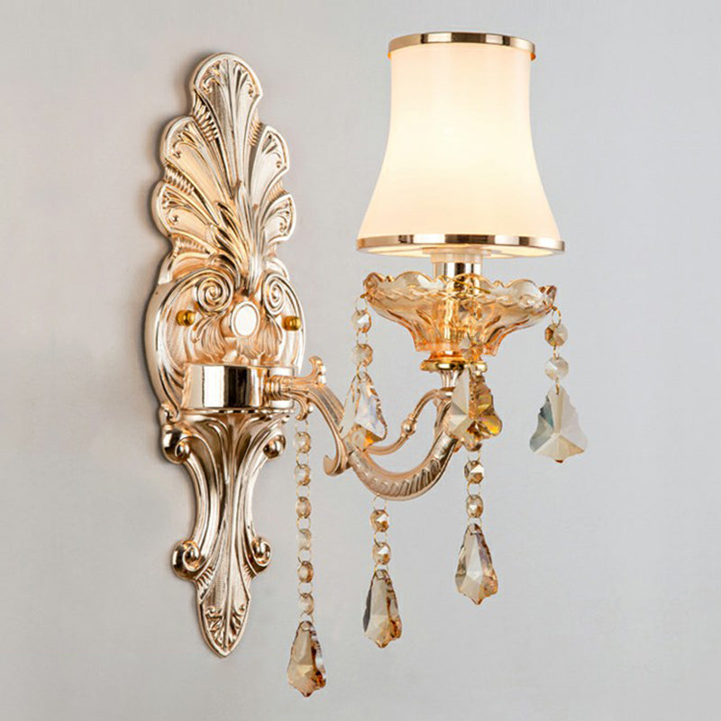 BowLift | Victorian Candle Wall Sconces Lighting Metal Wall Mount Light with Shade and Crystal Decor