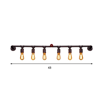 Iron Black Wall Light Straight Pipe 2/4/6 Bulbs Industrial Wall Sconce Light for Living Room | Kalsten