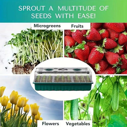 Skanto | Indoor Seed Starter Kit with LED Grow Light and Adjustable Humidity Dome – 36-Cell Tray for Home Gardening