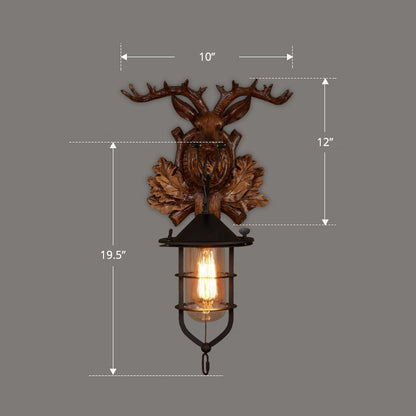 BowLift | Wooden Brown Wall Lamp Geometrically Designed Country Style Wall Sconce for Hallway