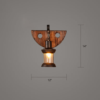 BowLift | Wooden Brown Wall Lamp Geometrically Designed Country Style Wall Sconce for Hallway
