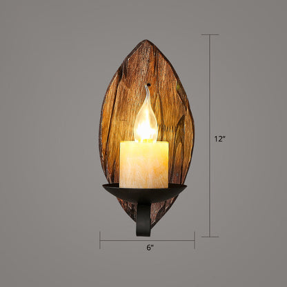 BowLift | Wooden Brown Wall Lamp Geometrically Designed Country Style Wall Sconce for Hallway
