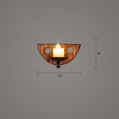 BowLift | Wooden Brown Wall Lamp Geometrically Designed Country Style Wall Sconce for Hallway