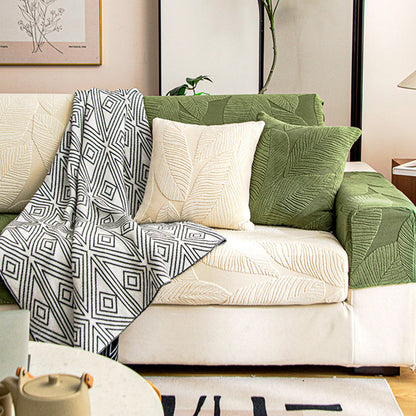 Skanto | Modern Leaf Jacquard Waterproof Anti-Scratch Stretch Full Cover Sofa Cover