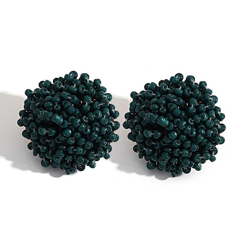 Skanto | Handmade Multicolor Pearl Pompom Stud Earrings