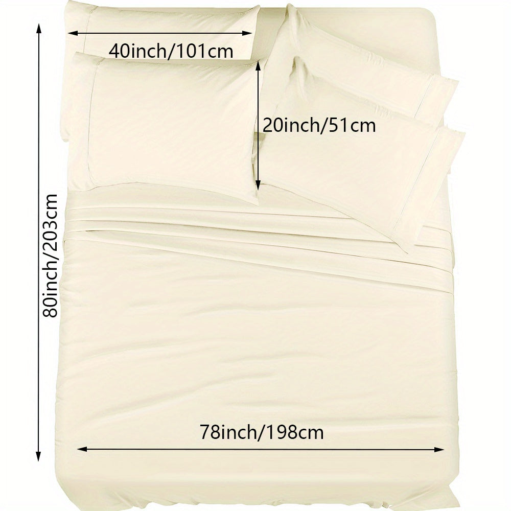 Skanto | 4/6 Pc Luxury Plush Fitted Sheet Set – Soft, Breathable, Color & Fade Resistant Bedding – Deep Pocket Flat Sheet, Fitted Sheet & 2/4 Pillowcases for Bedroom & Hotel Use