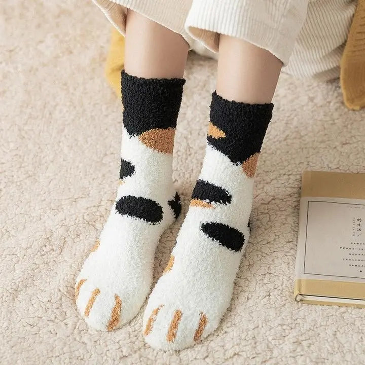 BowLift | Cozy Cat Paw Socks – Plush Fleece Ankle Socks with Elastic Fit