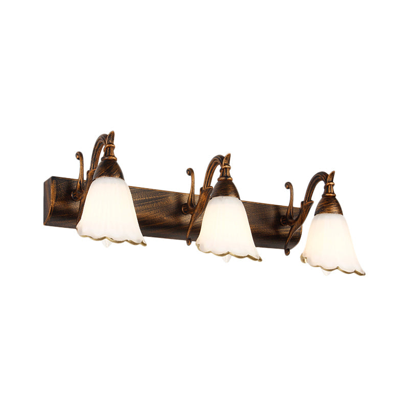 Kalsten | Flower Bath Wall Light Classic Opal Glass 2/3/4 Lights Bronze/White Make-Up Lighting