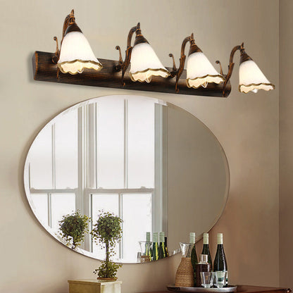 Kalsten | Flower Bath Wall Light Classic Opal Glass 2/3/4 Lights Bronze/White Make-Up Lighting