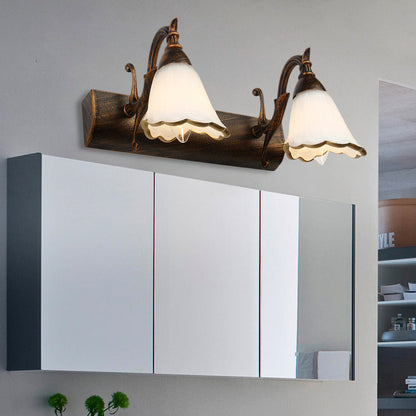 Kalsten | Flower Bath Wall Light Classic Opal Glass 2/3/4 Lights Bronze/White Make-Up Lighting