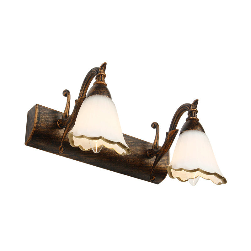 Kalsten | Flower Bath Wall Light Classic Opal Glass 2/3/4 Lights Bronze/White Make-Up Lighting
