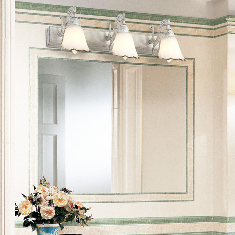 Kalsten | Flower Bath Wall Light Classic Opal Glass 2/3/4 Lights Bronze/White Make-Up Lighting