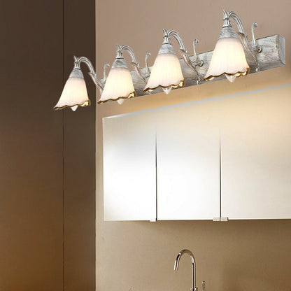 Kalsten | Flower Bath Wall Light Classic Opal Glass 2/3/4 Lights Bronze/White Make-Up Lighting