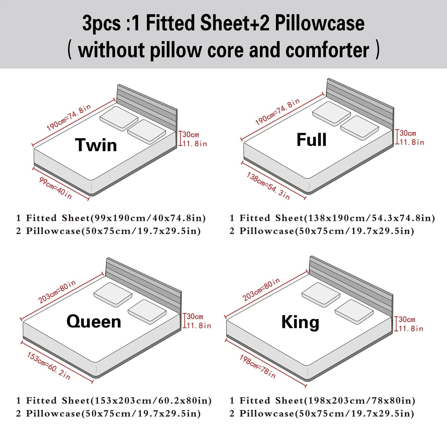 Skanto | 3-Piece Satin Fitted Sheet Set – Includes 1 Fitted Sheet and 2 Pillowcases (No Inserts) – Soft, Comfortable, and Breathable Bedding, Solid Color Mattress Topper for Bedroom and Guest Room